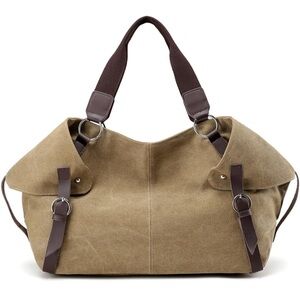 Womens Tan Fashion Shoulder Bag Canvas Large Capacity Handbag Tote